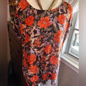 Haute Hippie Multicolor Floral Boho 100% Linen Top XL